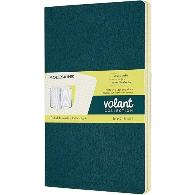 Блокнот MOLESKINE VOLANT, линейка, зеленый/желтый цитрон QP711K31M20